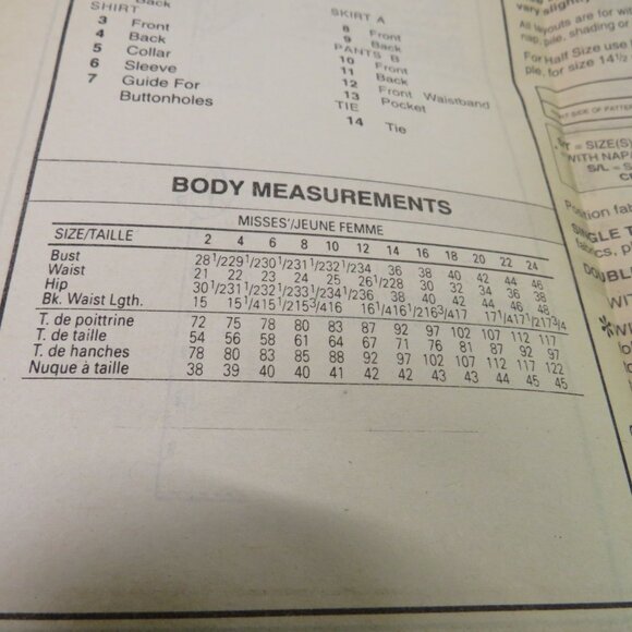 butterick 6682 vest, necktie, shirt, pants, skirt UNCUT EASY sewing pattern - Picture 5 of 8